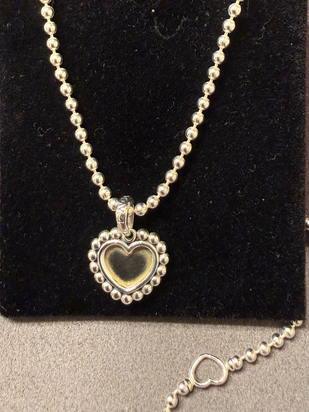 Lagos SIGNATURE CAVIAR  
Two-Tone Heart Charm and Beaded 18” Necklaces